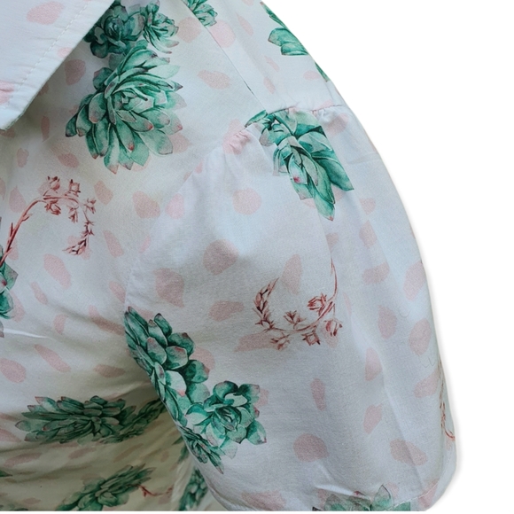 Dangerfield Floral Front Tie Shirt Sz 6 - Picture 6 of 11